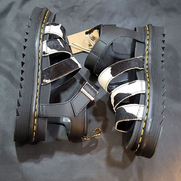 BRAN NEW DR.MARTENS BLAIR GENUINE CALF HAIR WOMEN SANDAL - Picture 8 of 16